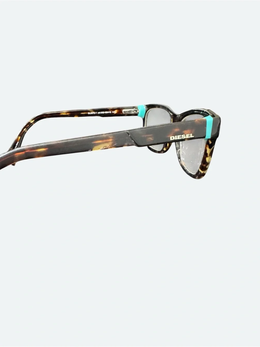 DIESEL DL5072-1 Tortoise Shell Eyeglass Frames with Teal Accents 53-15-145